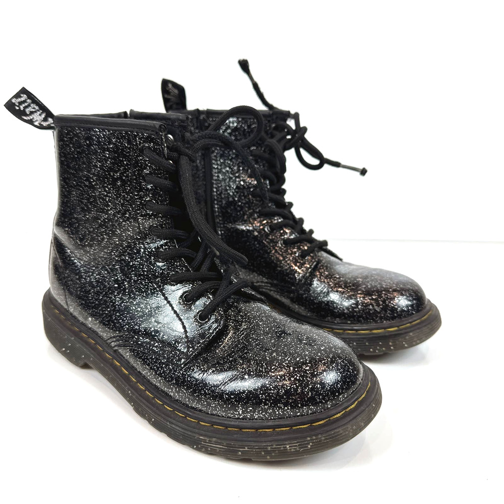 Dr. Martens 1460 Black Cosmic Glitter Lace Up Boots Zipper - Picture 2 of 7
